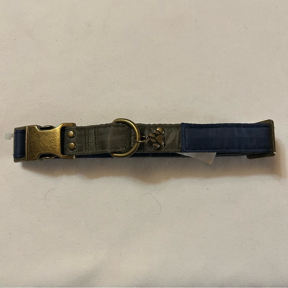 Medium Blue and Olive Dog Collar